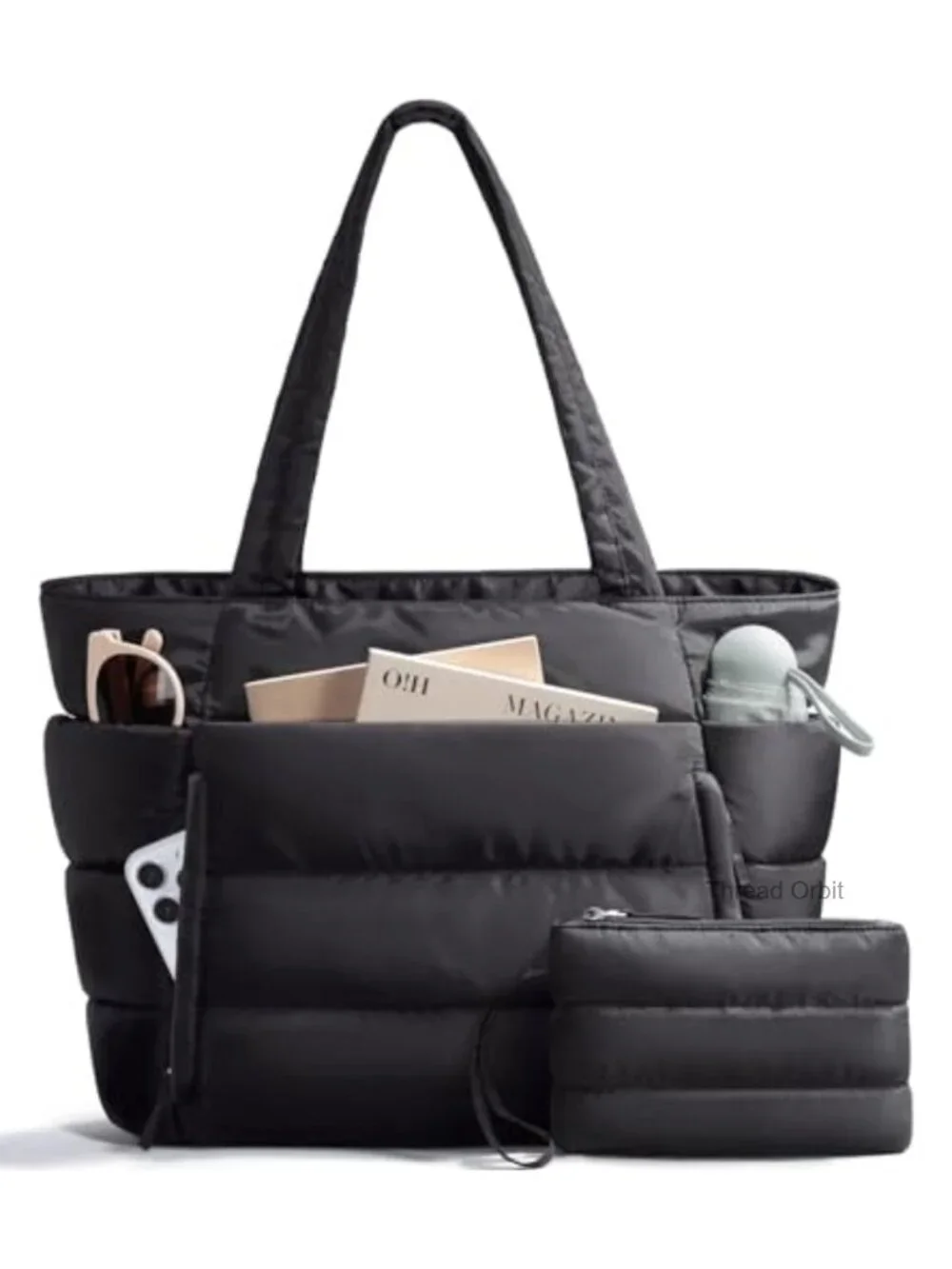 Lightweight Puffy Quilted Tote Bag with 15.6